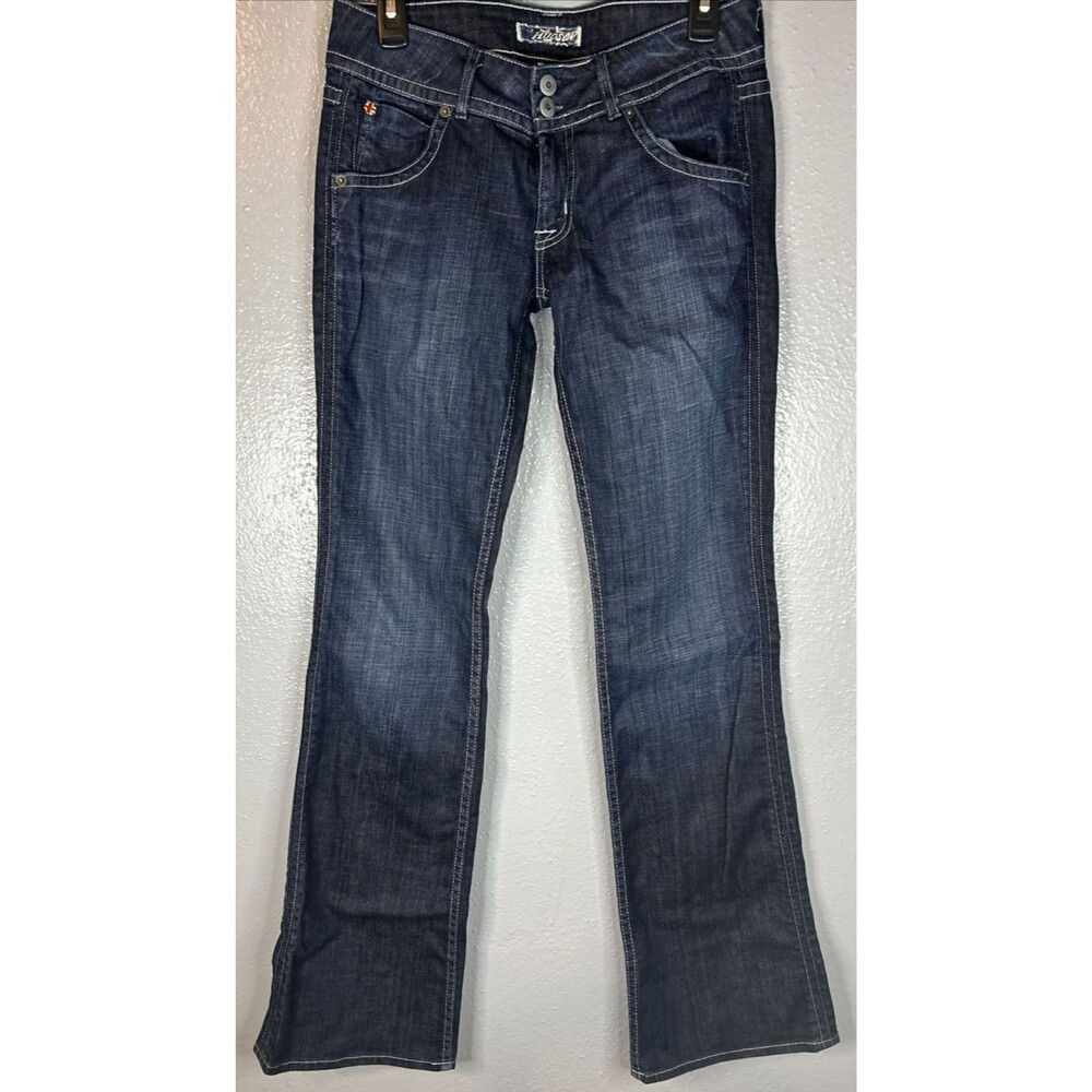 Hudson Jeans Womens 28 Boot Cut Low Rise Dark Wash Stretch Denim Flap USA 28x34